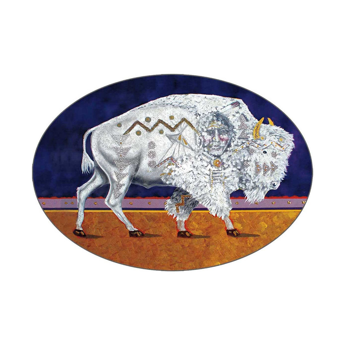 *Sticker John Balloue White Buffalo -  - oval stickers - House of Himwitsa Art Gallery