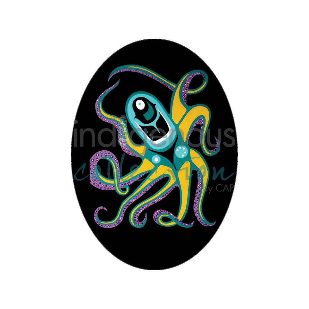 Sticker Shana Yellow Calf Moonlight Octopus -  - oval sticker - House of Himwitsa Art Gallery