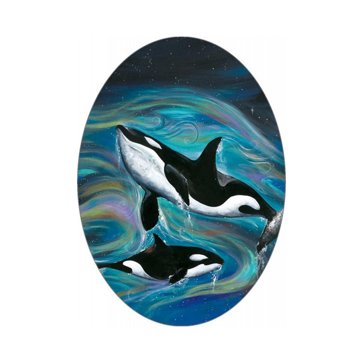 Sticker  Carla Joseph Killer Whales -  - oval sticker - House of Himwitsa Art Gallery