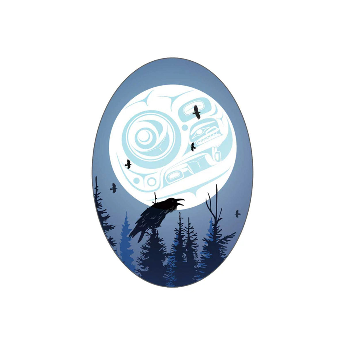 Sticker Small Mark Preston Raven Moon -  - oval stickers - House of Himwitsa Art Gallery