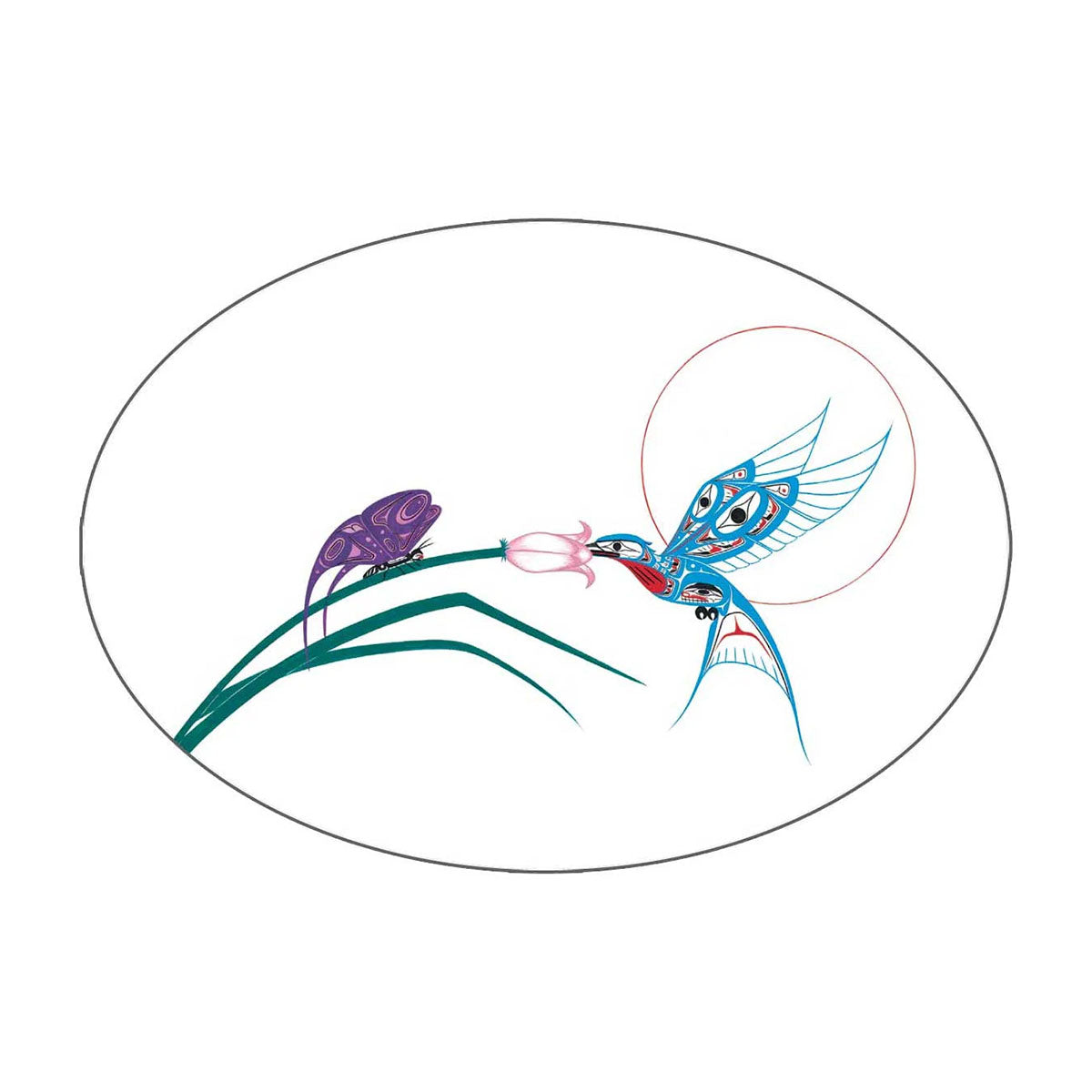 Sticker Richard Shorty Hummingbird Butterfly Sm -  - oval sticker - House of Himwitsa Art Gallery