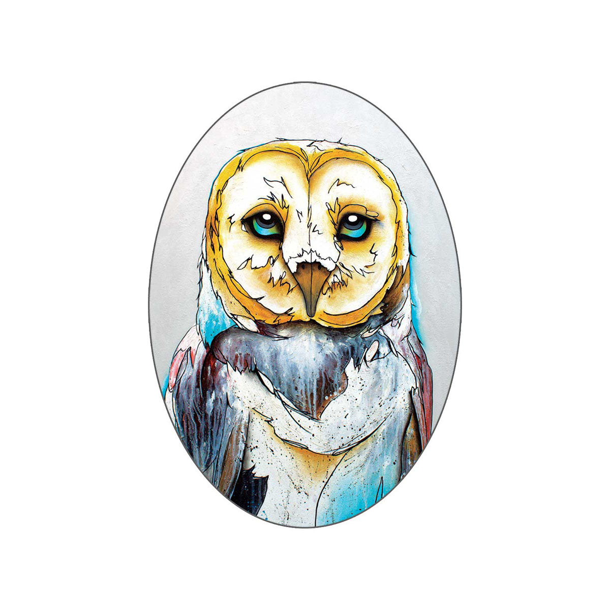 Sticker Micqaela Jones Barn Owl -  - oval stickers - House of Himwitsa Art Gallery