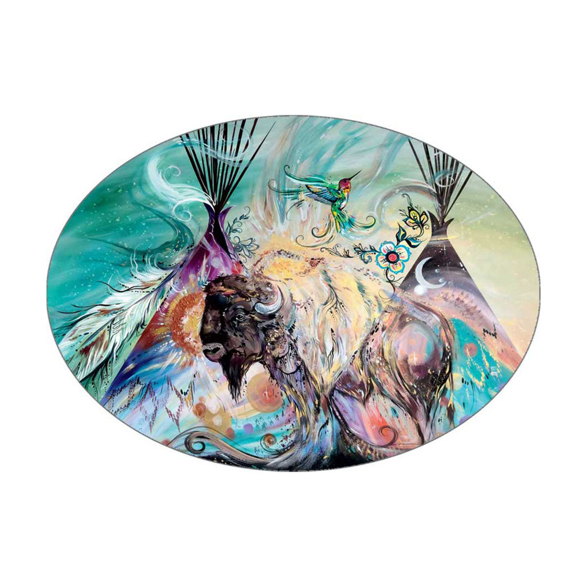 Sticker Carla Joseph Mighty Buffalo -  - oval Stickers - House of Himwitsa Art Gallery