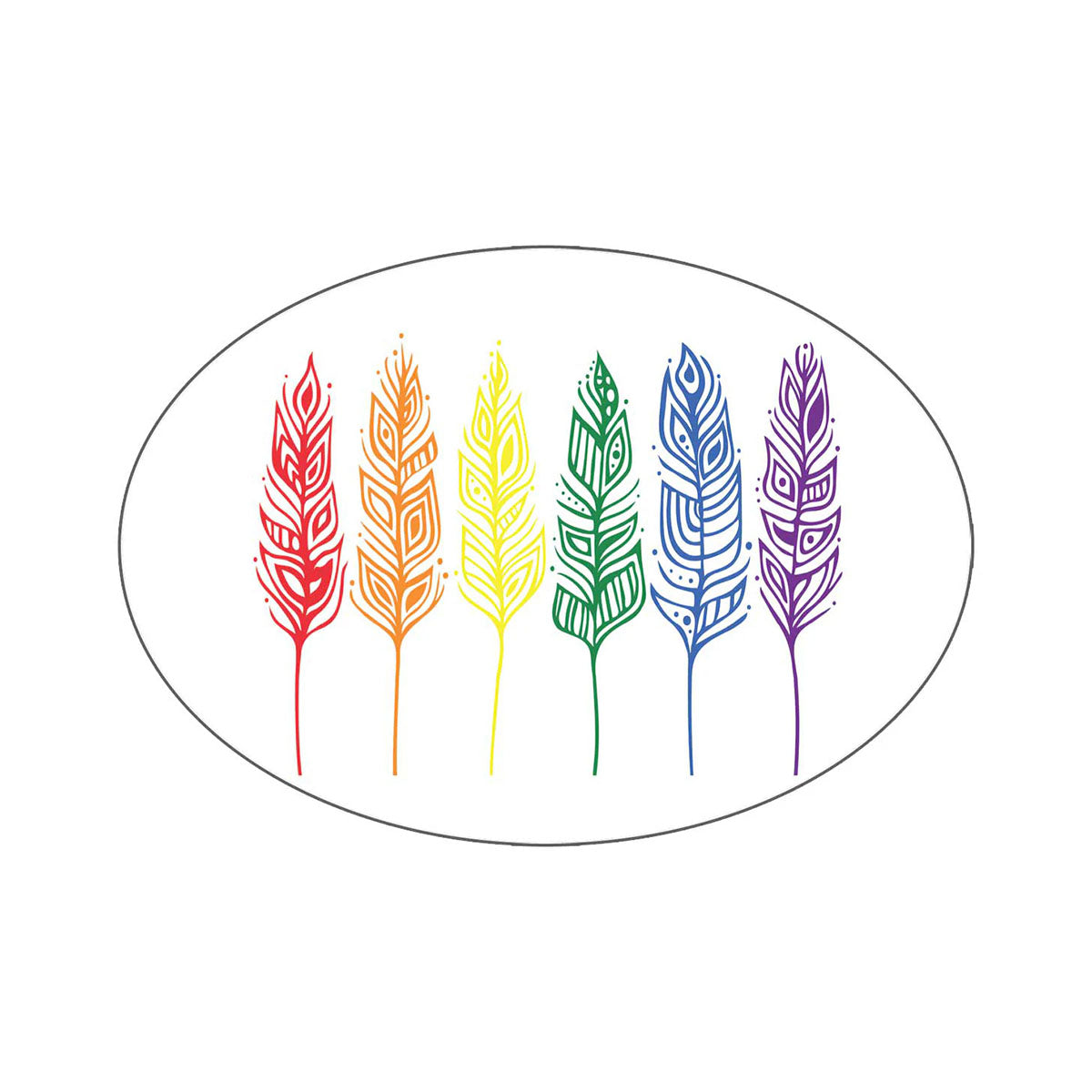 Sticker Patrick Hunter Pride Feather -  - oval stickers - House of Himwitsa Art Gallery