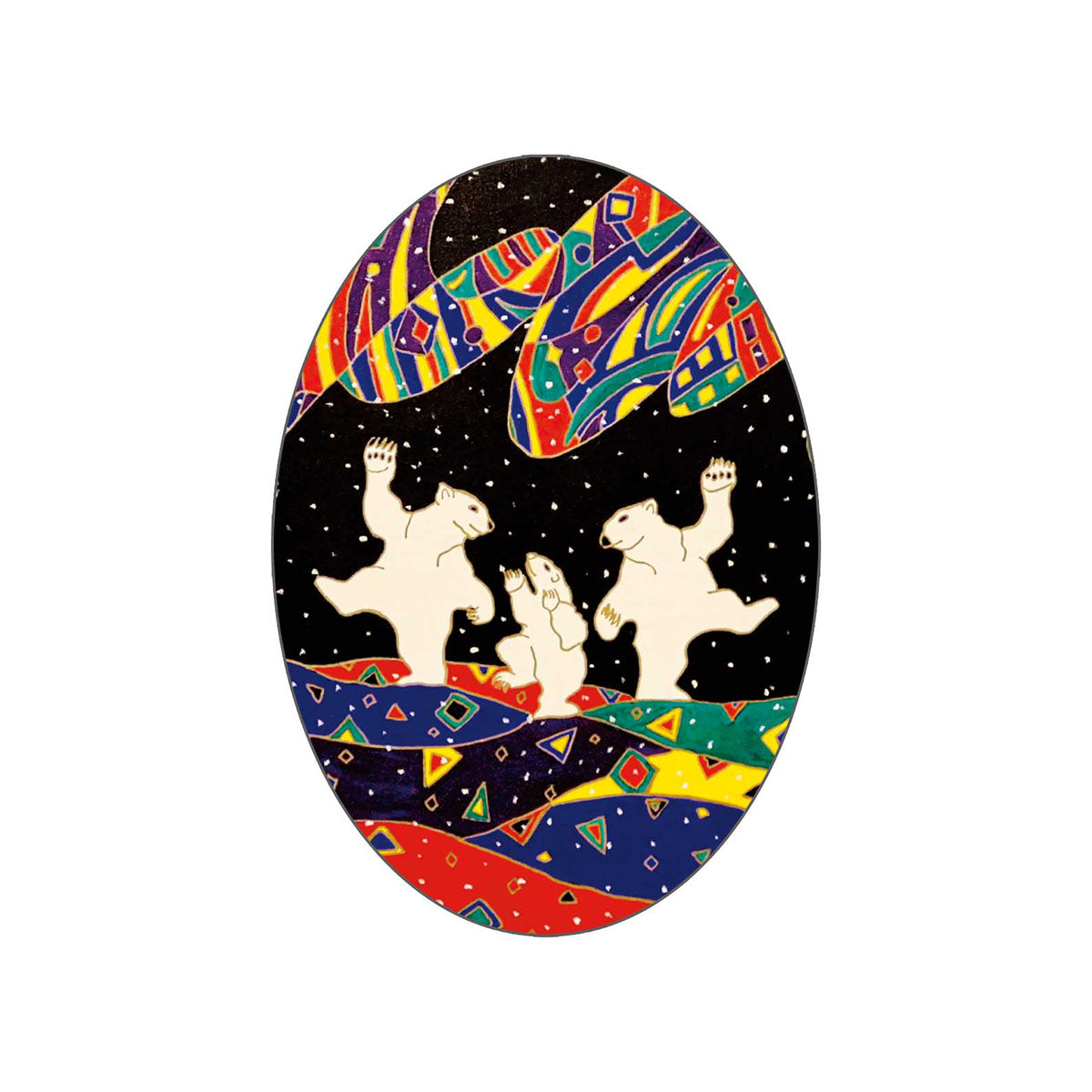 Sticker Dawn Oman Dancing Bears -  - oval stickers - House of Himwitsa Art Gallery