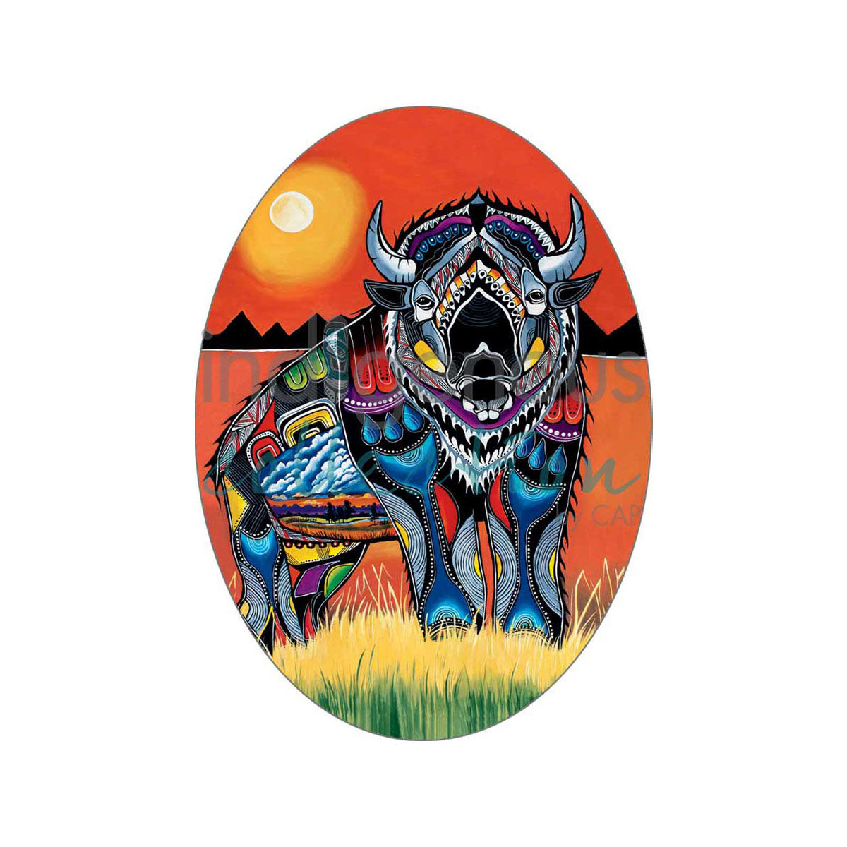 Sticker Jessica Somers Buffalo -  - oval Stickers - House of Himwitsa Art Gallery