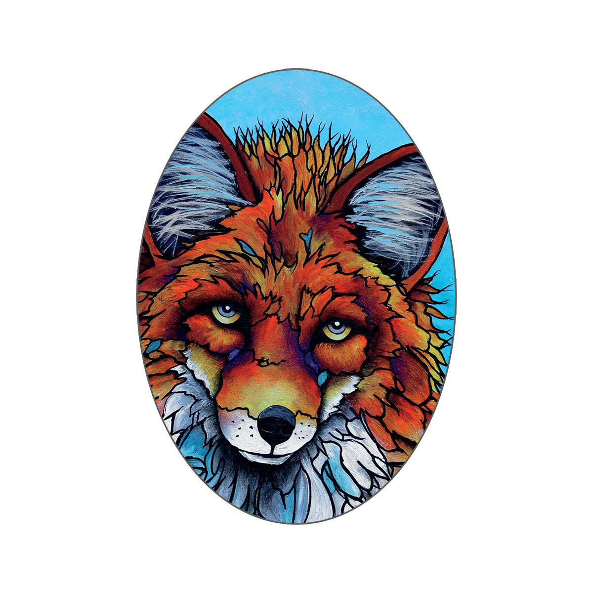 *Sticker Micqaela Jones What a Fox -  - oval stickers - House of Himwitsa Art Gallery
