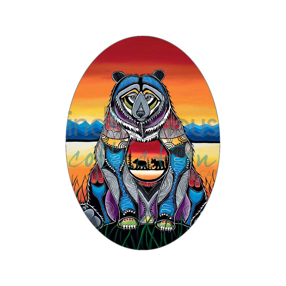 Sticker Jessica Somers Bear Mukwa -  - oval Stickers - House of Himwitsa Art Gallery