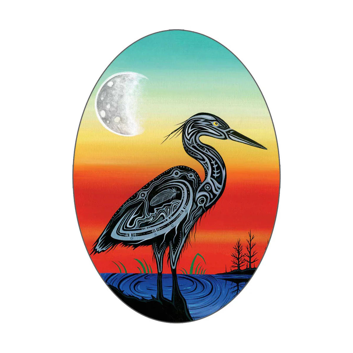 *Sticker Jeffery Red George Crane Clan -  - oval stickers - House of Himwitsa Art Gallery