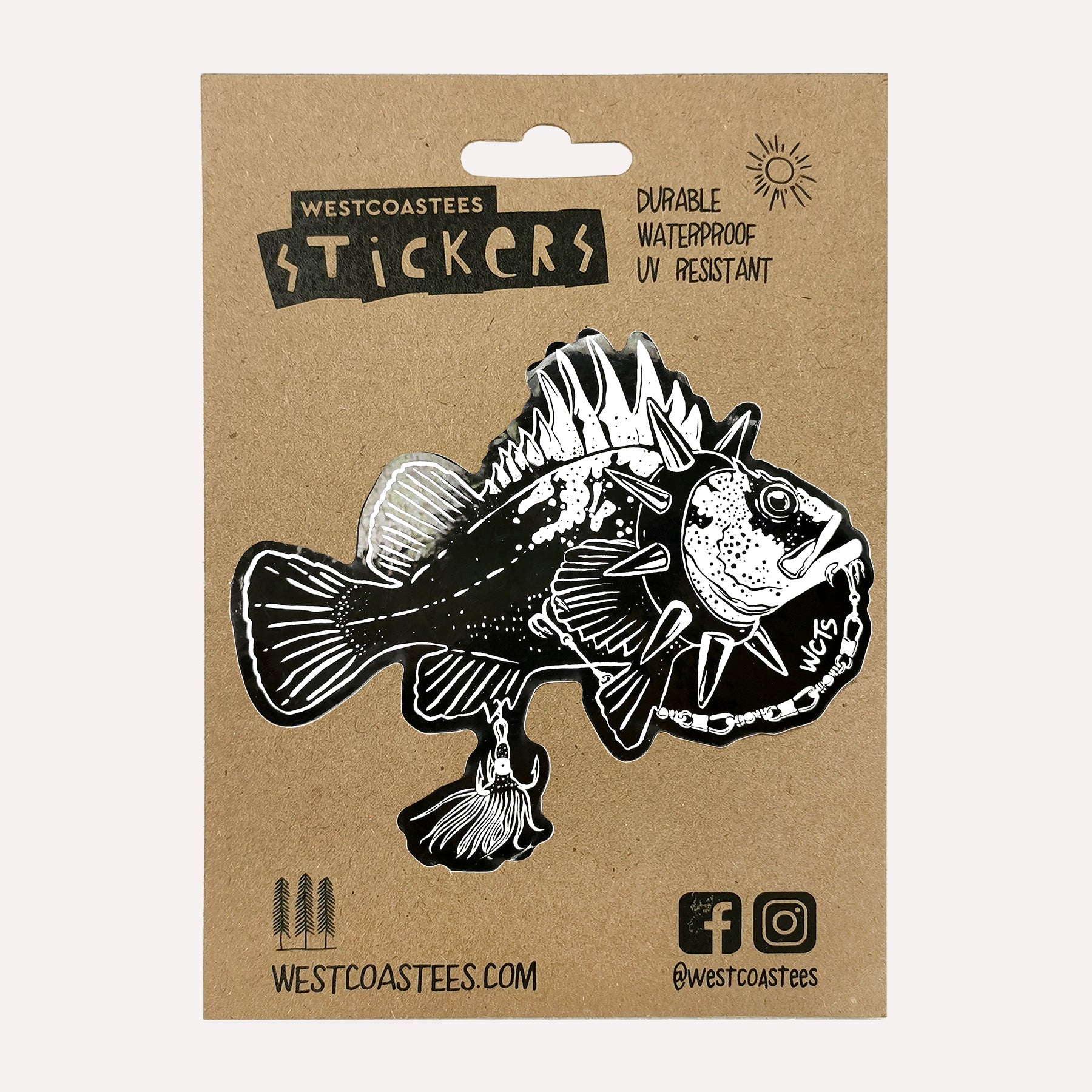 Westcoastees Punk Rockcod Sticker - Westcoastees Punk Rockcod Sticker -  - House of Himwitsa Native Art Gallery and Gifts