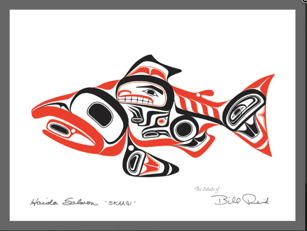 Art Card Bill Reid Haida Salmon Red/Black - Art Card Bill Reid Haida Salmon Red/Black -  - House of Himwitsa Native Art Gallery and Gifts