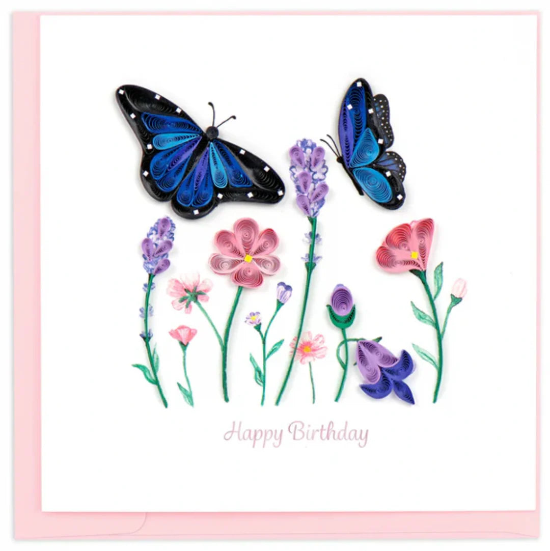 Quilling Art Card Birthday Flowers/Butterflies