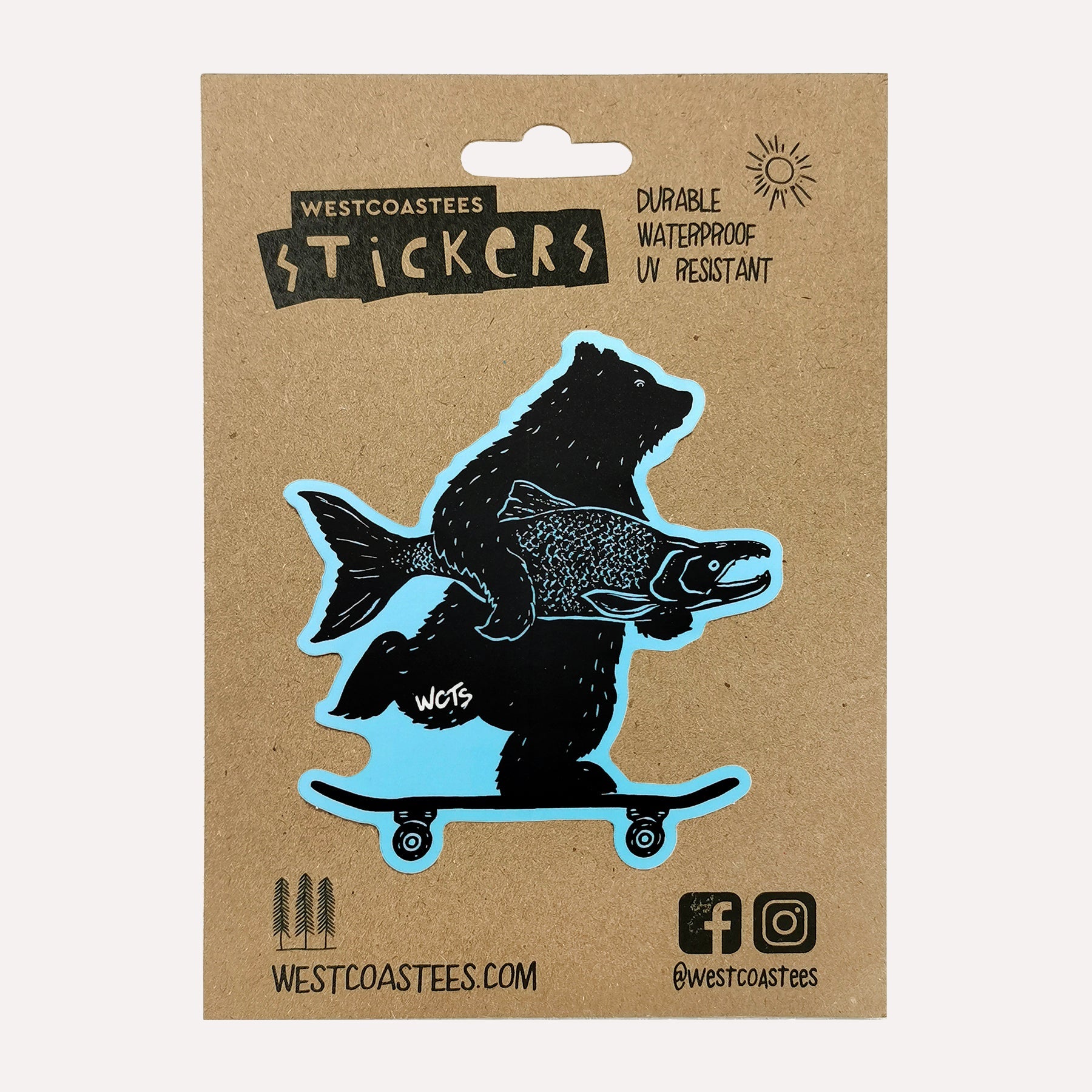 Westcoastees Skater Bear Sticker - Westcoastees Skater Bear Sticker -  - House of Himwitsa Native Art Gallery and Gifts