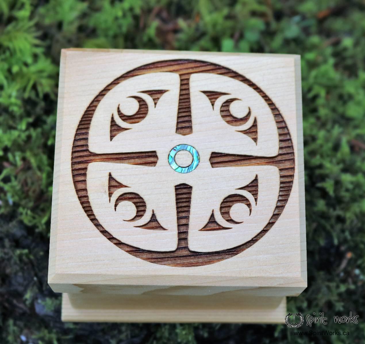 Shain Jackson Mini Cedar Bentwood Boxes - Spindle Whorl / Small - 304-SSB - House of Himwitsa Native Art Gallery and Gifts
