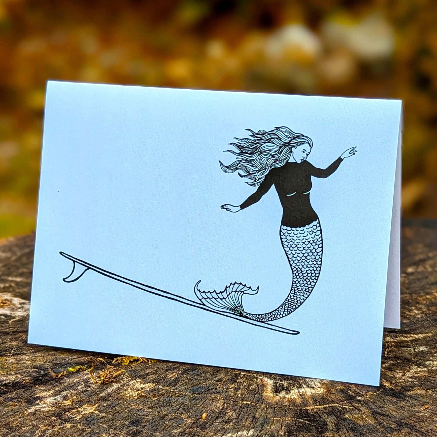 Westcoastees Surfing Mermaid Art Card - Westcoastees Surfing Mermaid Art Card -  - House of Himwitsa Native Art Gallery and Gifts