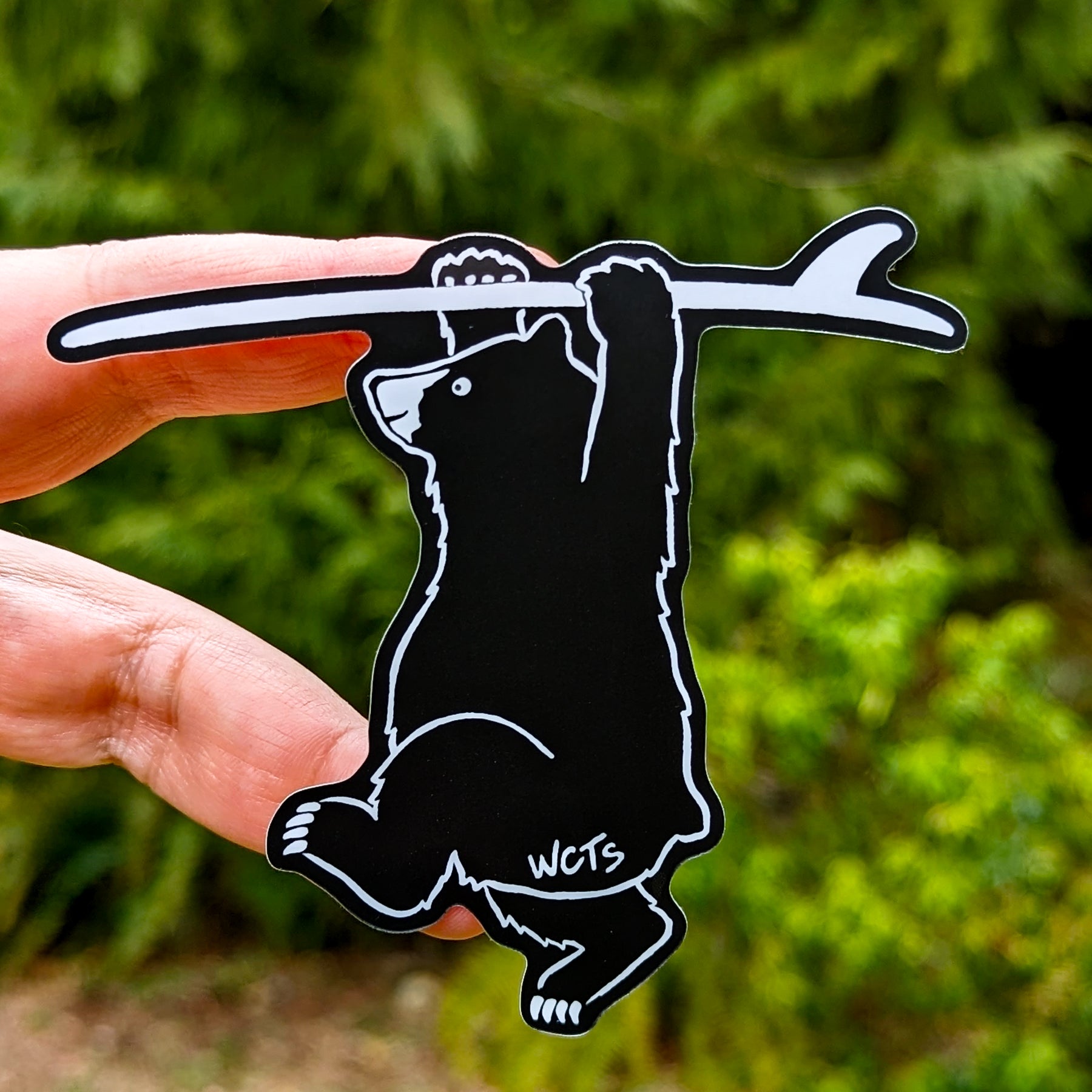 Westcoastees Surf's Up Bear Sticker - Westcoastees Surf's Up Bear Sticker -  - House of Himwitsa Native Art Gallery and Gifts