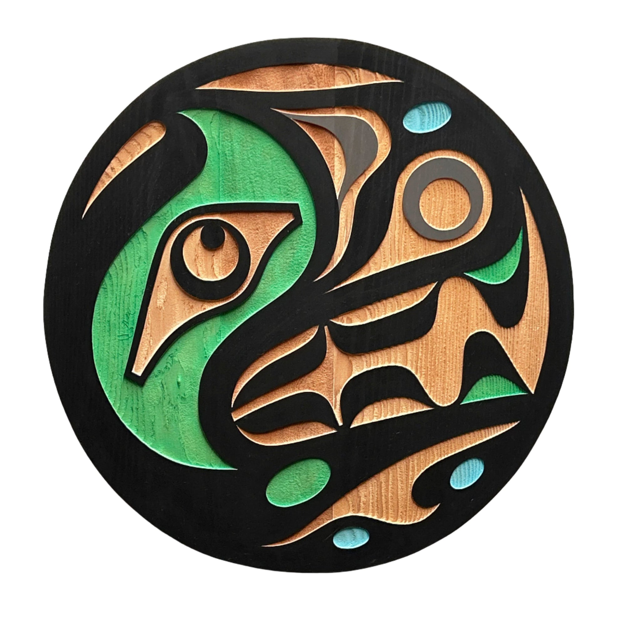 Trevor Hunt Kwakiutl Bear Panel 18" Diameter x 1.3/4" Depth - Trevor Hunt - panel - House of Himwitsa Art Gallery