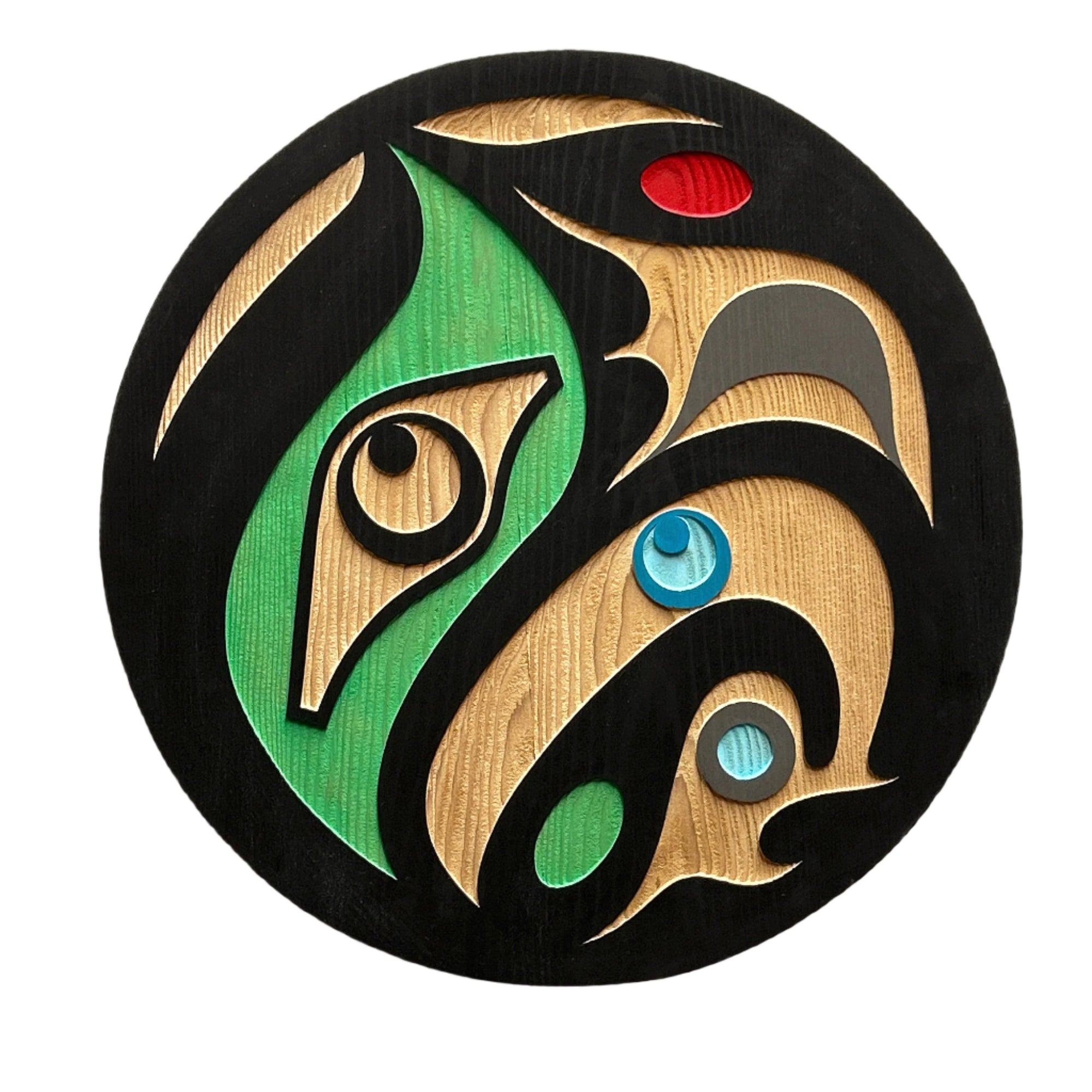 Trevor Hunt Kwakiutl Eagle Panel 18" Diameter x 1.3/4" Depth - Trevor Hunt - panel - House of Himwitsa Art Gallery