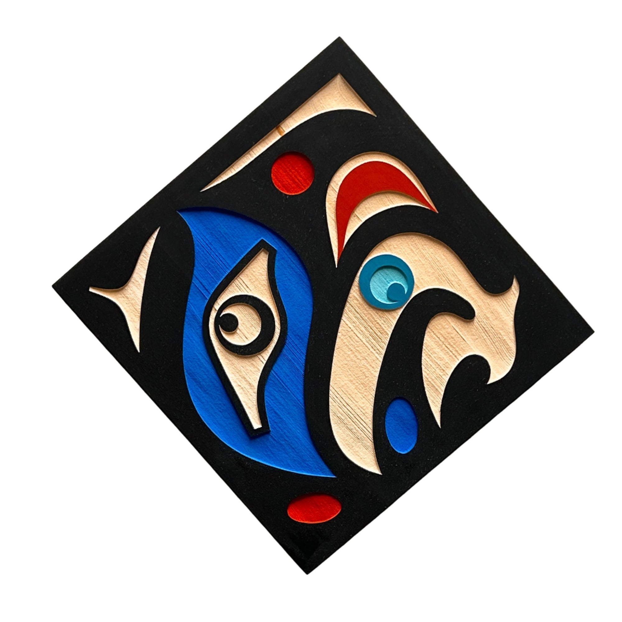 Trevor Hunt Kwakiutl Eagle Panel 16" Height x 16" Width x 1.1/2" Depth - Trevor Hunt - panel - House of Himwitsa Art Gallery