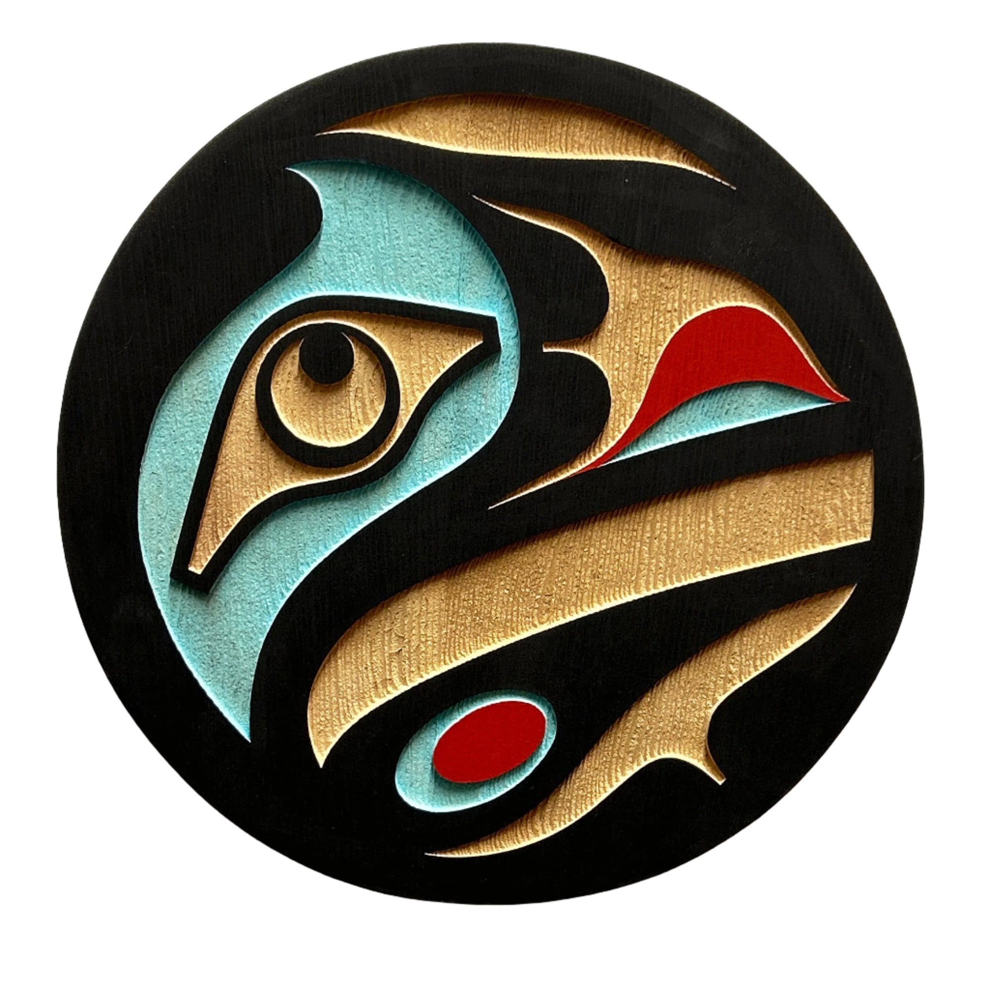 Trevor Hunt Kwakiutl Raven Panel 11.5" Diameter x 1.3/4" Depth - Trevor Hunt - panel - House of Himwitsa Art Gallery