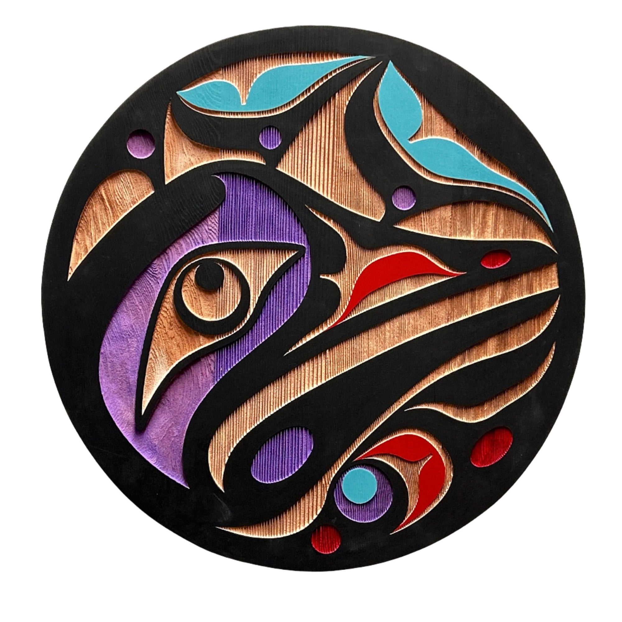 Trevor Hunt Kwakiutl Hummingbird Panel 18" Diameter x 1.3/4" Depth - Trevor Hunt - panel - House of Himwitsa Art Gallery