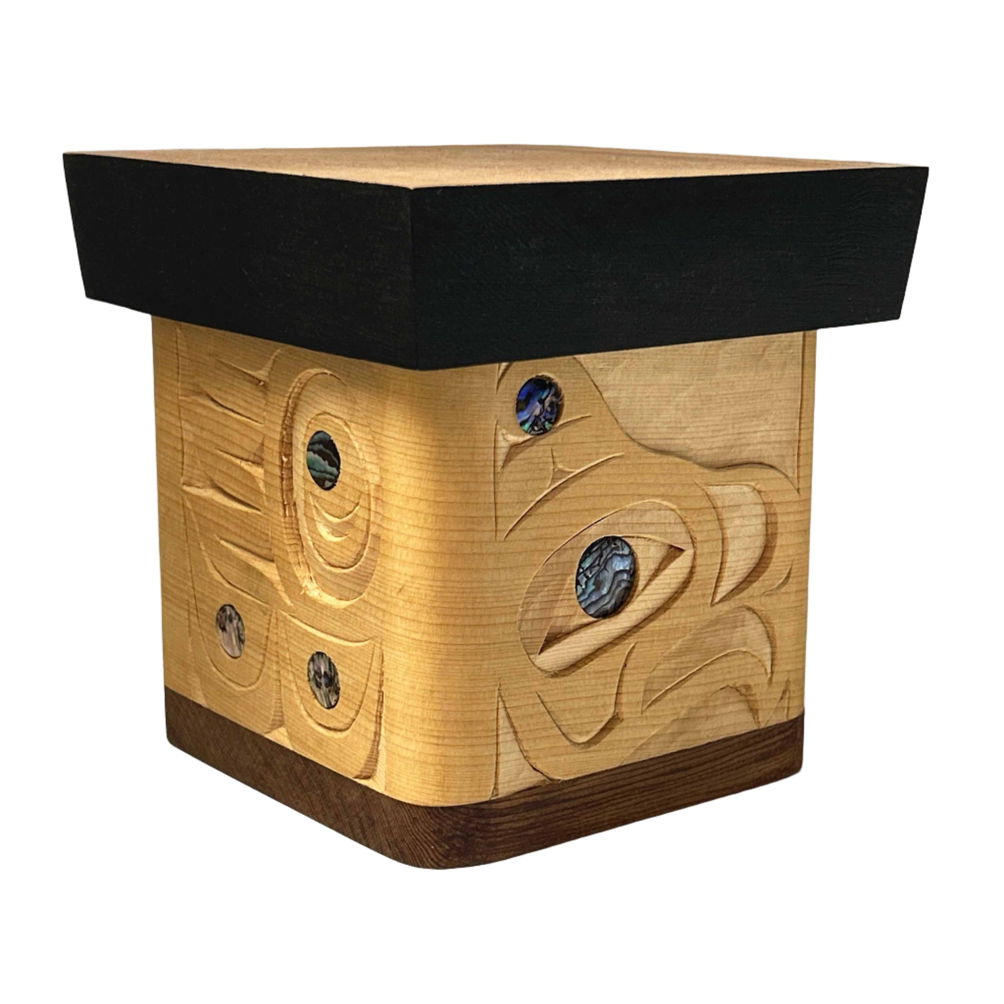 Trevor Husband Abalone Inlay Bentwood Box Thunderbird - Trevor Husband -  - House of Himwitsa Art Gallery