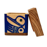 Trevor Husband Red / Yellow Cedar Hummingbird Abalone Inlay Bentwood Box - Trevor Husband -  - House of Himwitsa Art Gallery