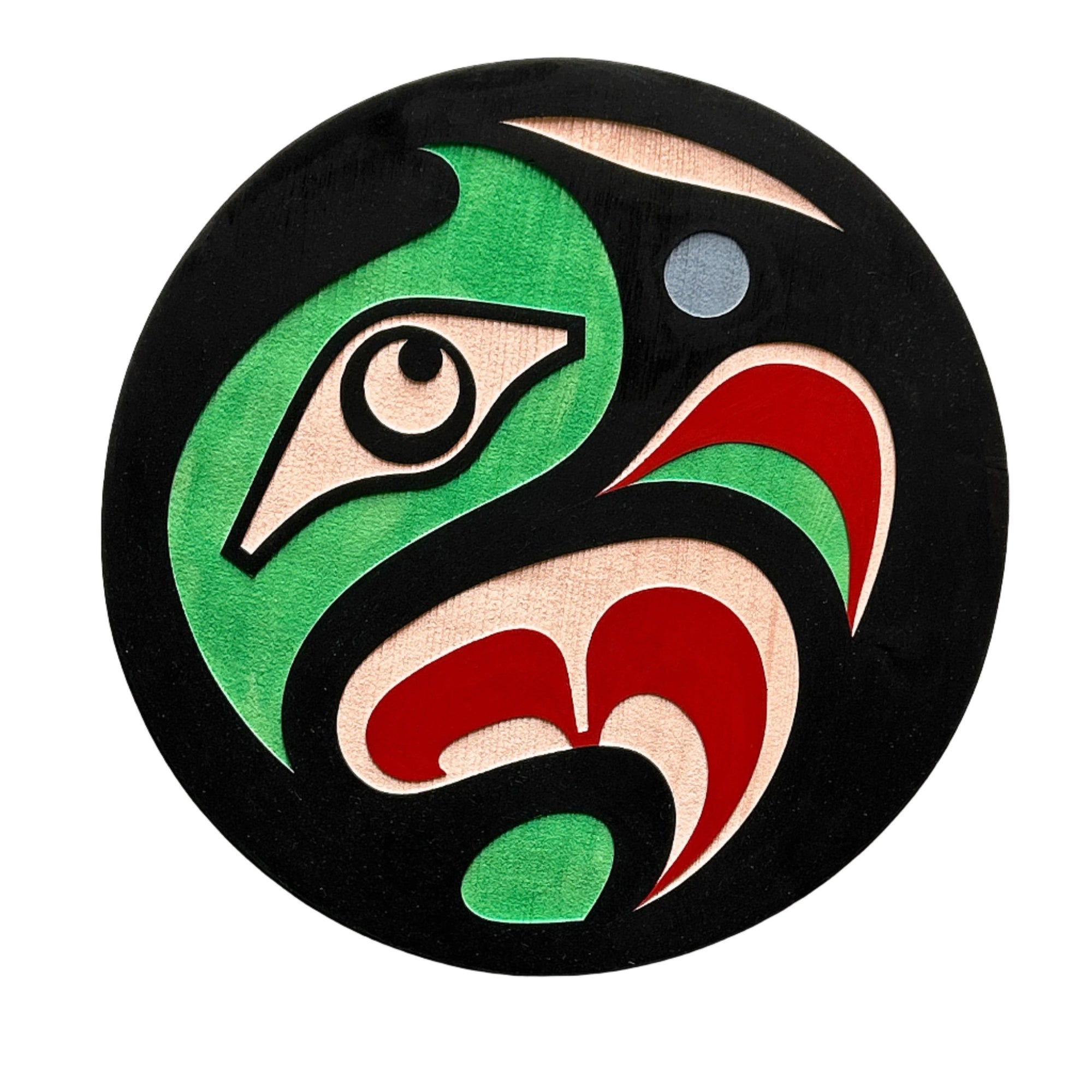 Trevor Hunt Kwakiutl Eagle Panel 11.5" Diameter x 1.3/4" Depth - Trevor Hunt - panel - House of Himwitsa Art Gallery