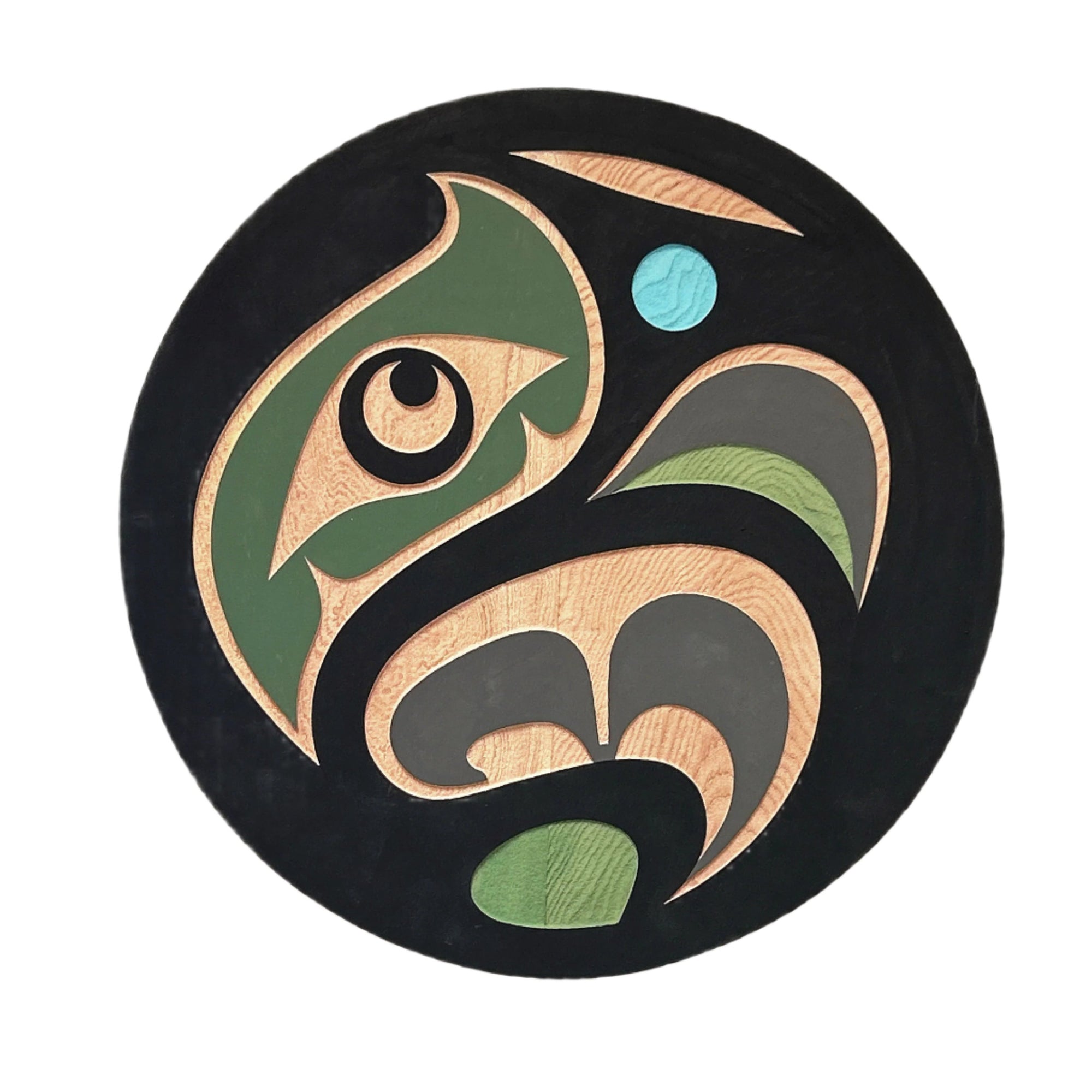 Trevor Hunt Kwakiutl Eagle Panel 11.5" Diameter x 1.3/4" Depth - Trevor Hunt - panel - House of Himwitsa Art Gallery