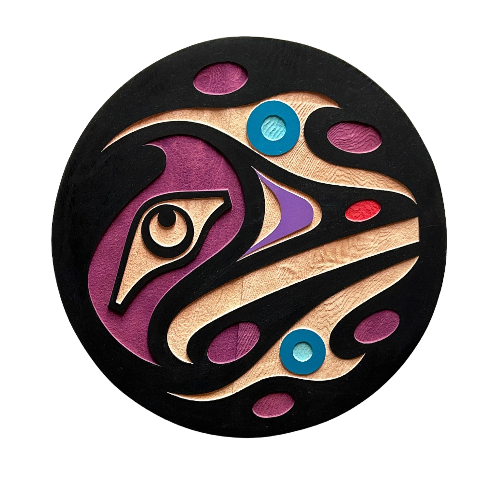 Trevor Hunt Kwakiutl Hummingbird Panel 11.5" Diameter x 1.3/4" Depth - Trevor Hunt - panel - House of Himwitsa Art Gallery