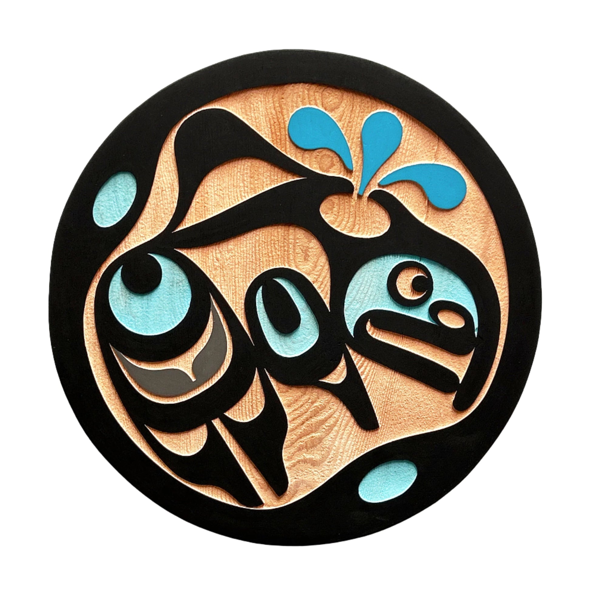 Trevor Hunt Kwakiutl Killer Whale Panel 11.5" Diameter x 1.3/4" Depth - Trevor Hunt - panel - House of Himwitsa Art Gallery