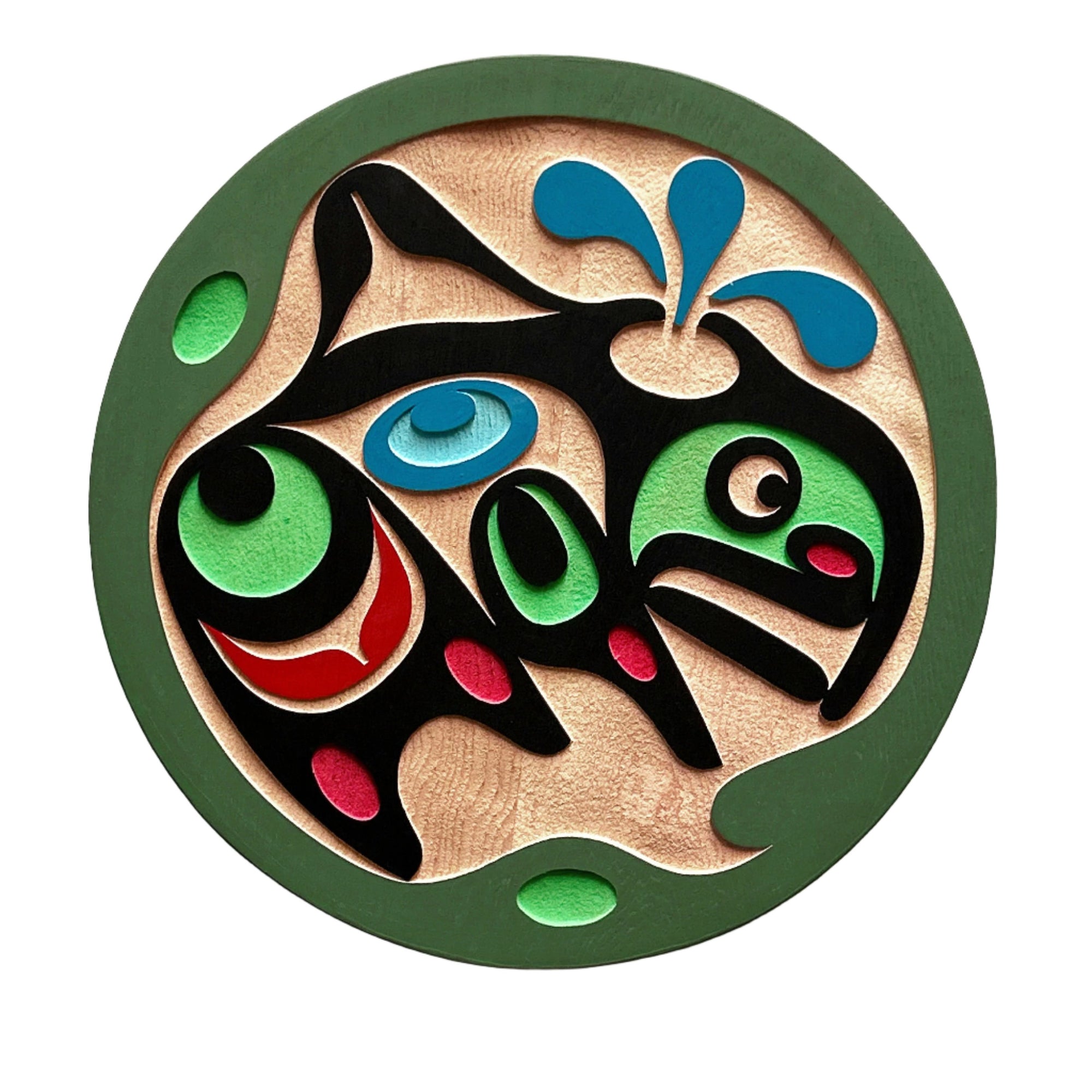 Trevor Hunt Kwakiutl Killer Whale Panel 11.5" Diameter x 1.3/4" Depth - Trevor Hunt - panel - House of Himwitsa Art Gallery