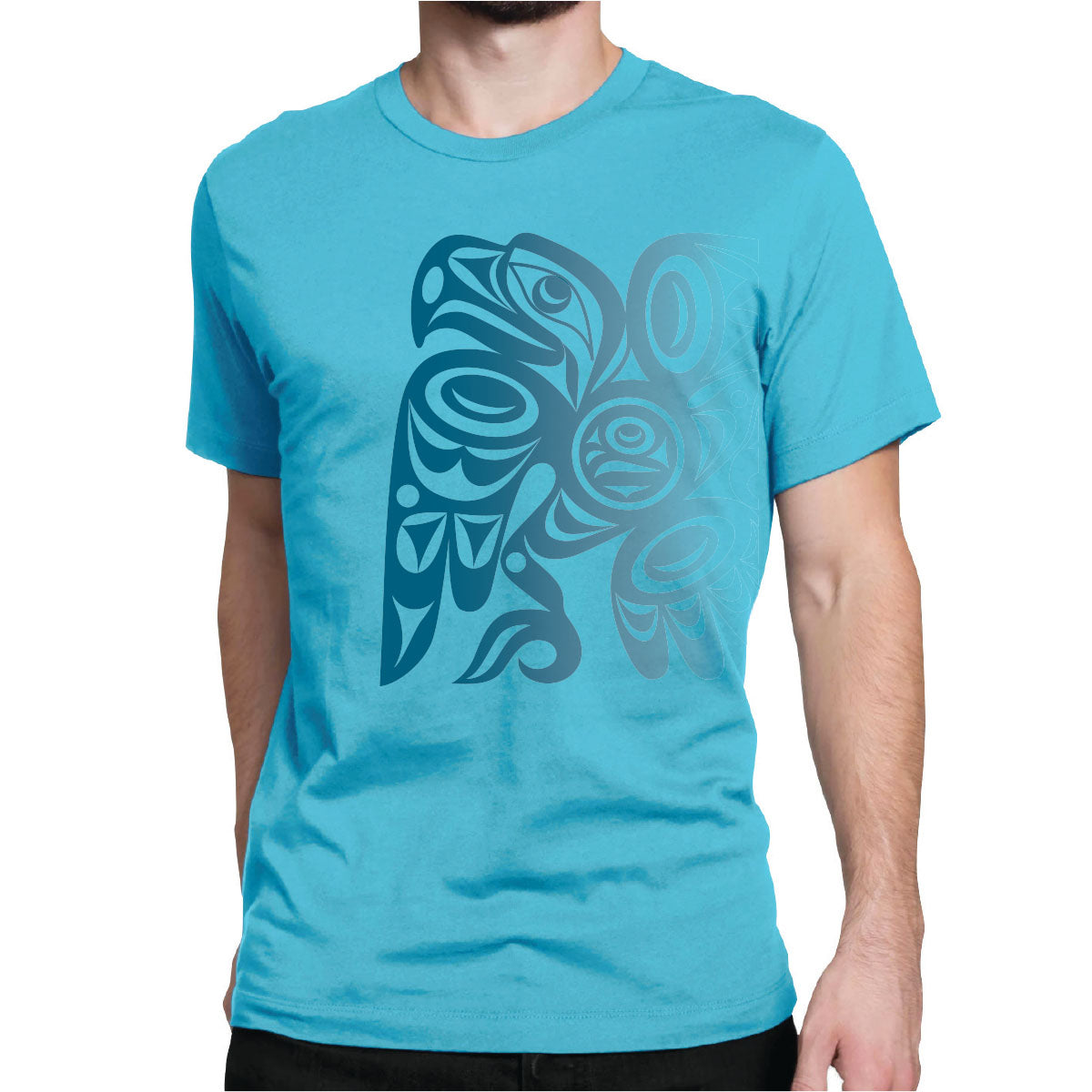 T Shirt Joe Wilson-Sxwaset Salish Eagle - Sky Blue / XXL - TSWSEXXL - House of Himwitsa Native Art Gallery and Gifts