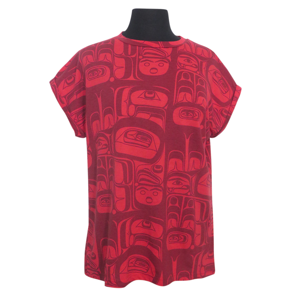 T Shirt Allen Weir Loose Fit Eagle Vision and Feathers - Red / XXL - TWLF13XXL - House of Himwitsa Native Art Gallery and Gifts