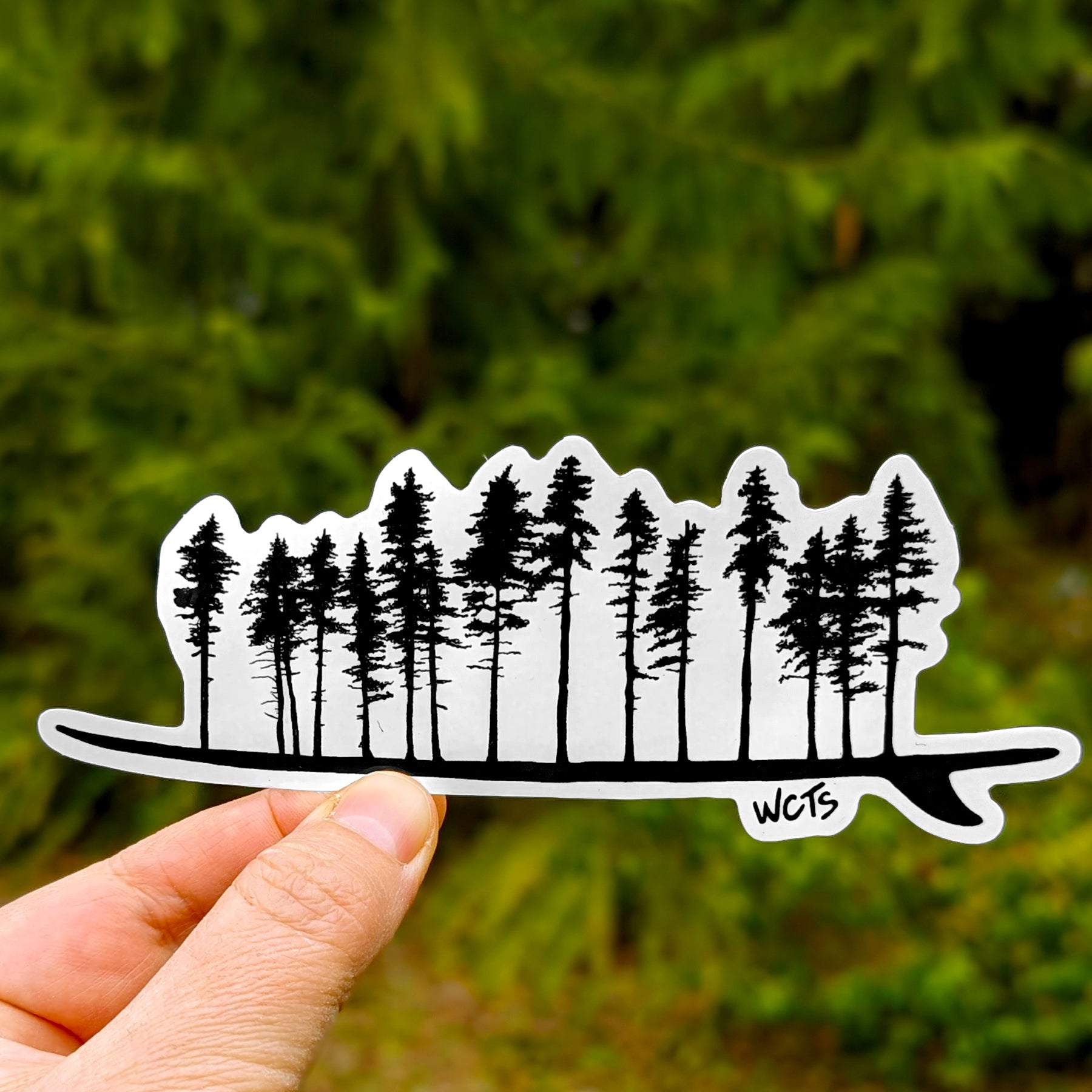 Westcoastees Forest Surfboard Sticker - Westcoastees Forest Surfboard Sticker -  - House of Himwitsa Native Art Gallery and Gifts