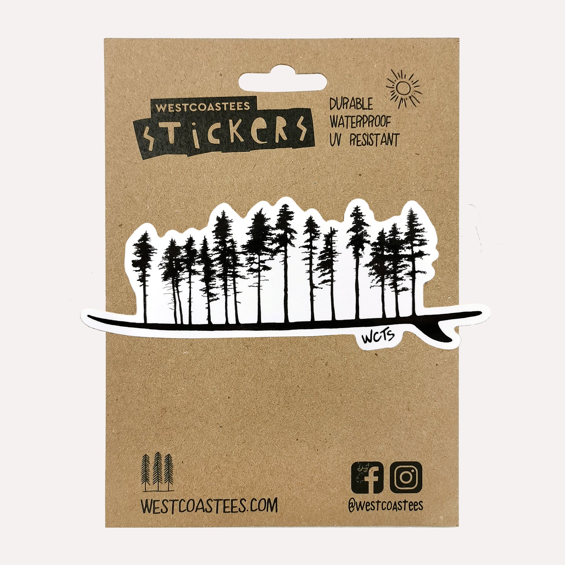 Westcoastees Forest Surfboard Sticker - Westcoastees Forest Surfboard Sticker -  - House of Himwitsa Native Art Gallery and Gifts