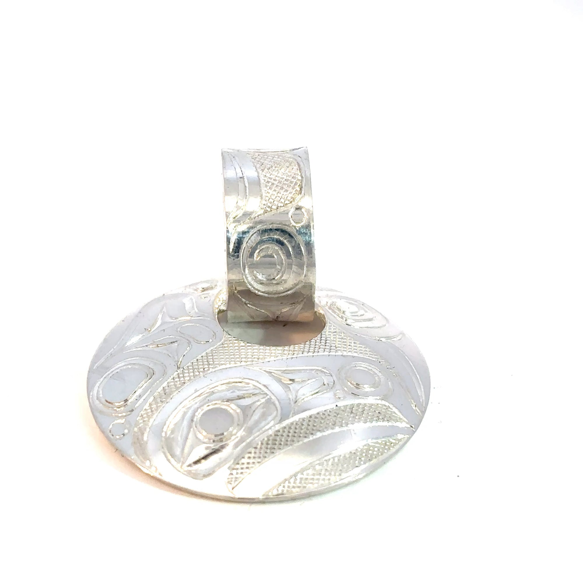 Jim Mcquire  Pendant with Silver Carved Bale Raven