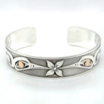Grant Pauls Silver Bracelet and 14K Gold Eyes Hummingbird