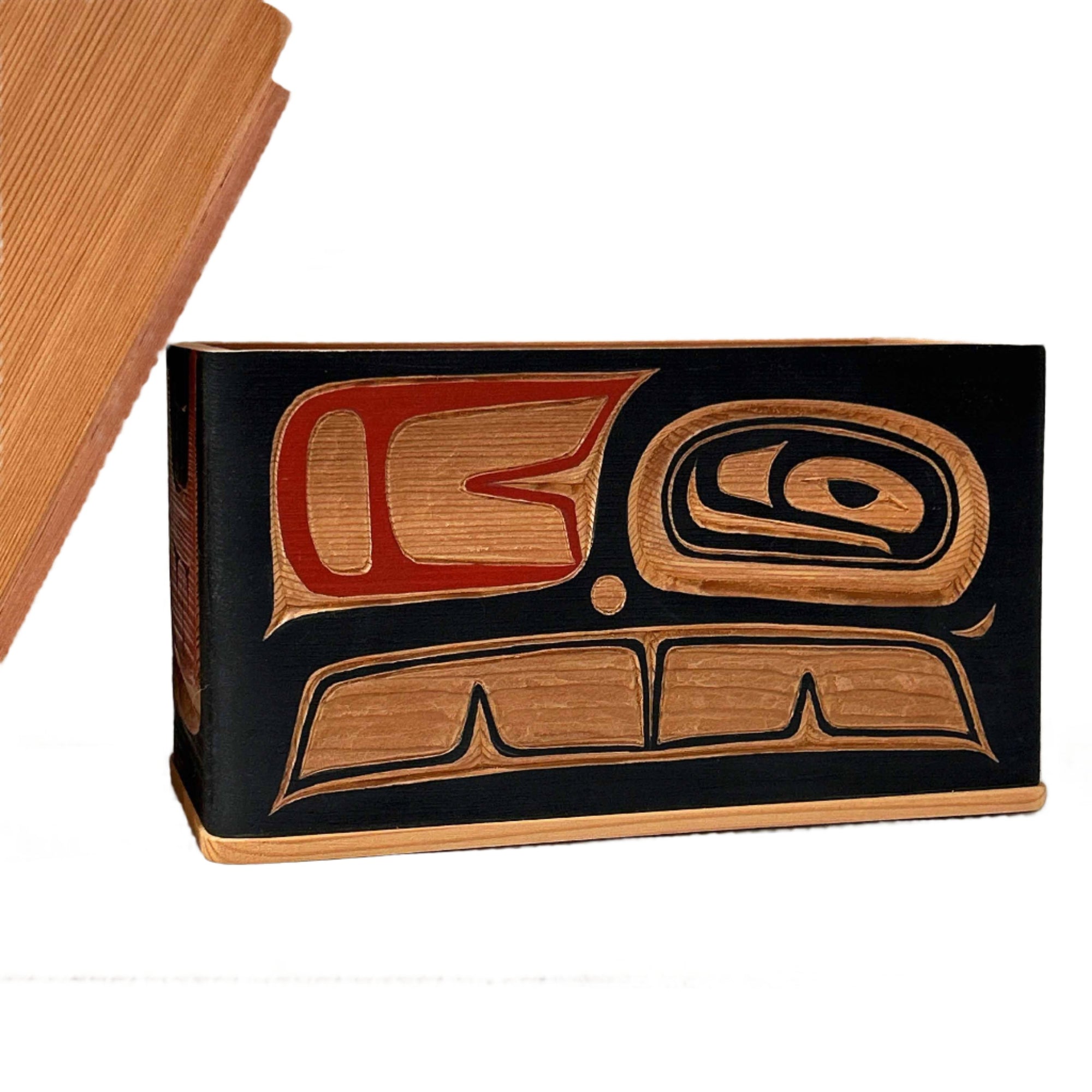 Victor West Red Cedar Bentwood Box Northern Formline - Victor West - Bentwood box - House of Himwitsa Art Gallery