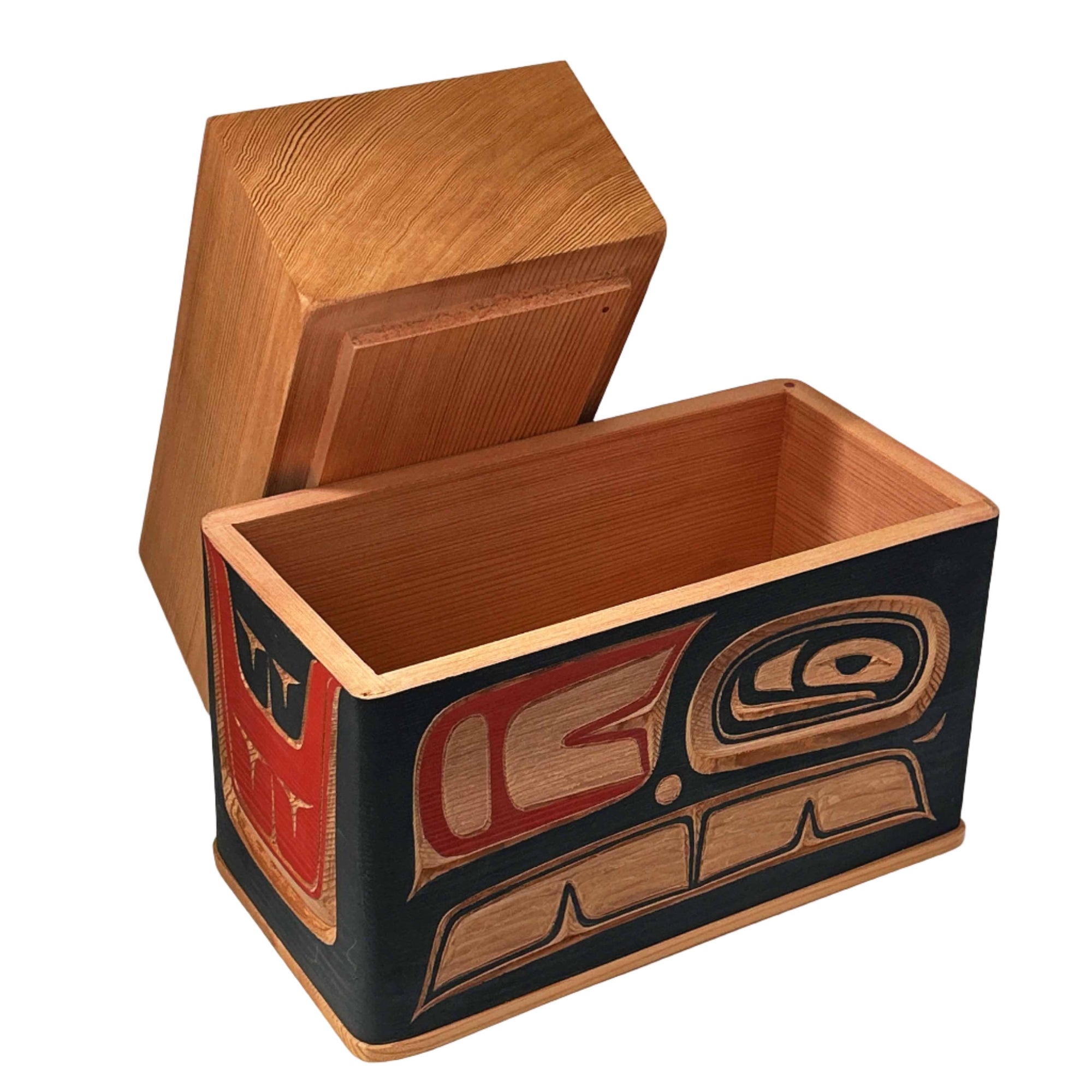 Victor West Red Cedar Bentwood Box Northern Formline - Victor West - Bentwood box - House of Himwitsa Art Gallery