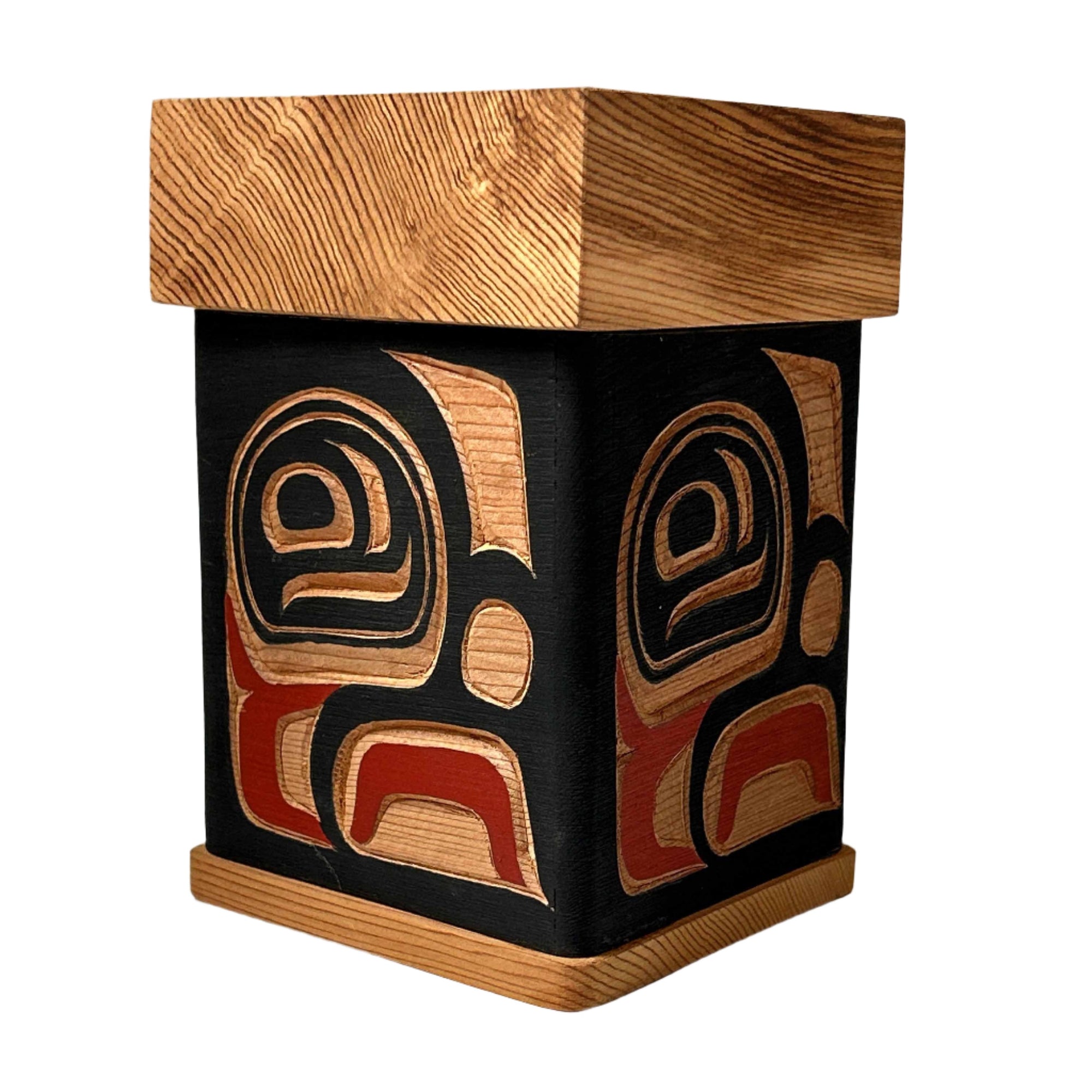 Victor West Red Cedar Bentwood Box Eagle - Victor West - Bentwood Box - House of Himwitsa Art Gallery