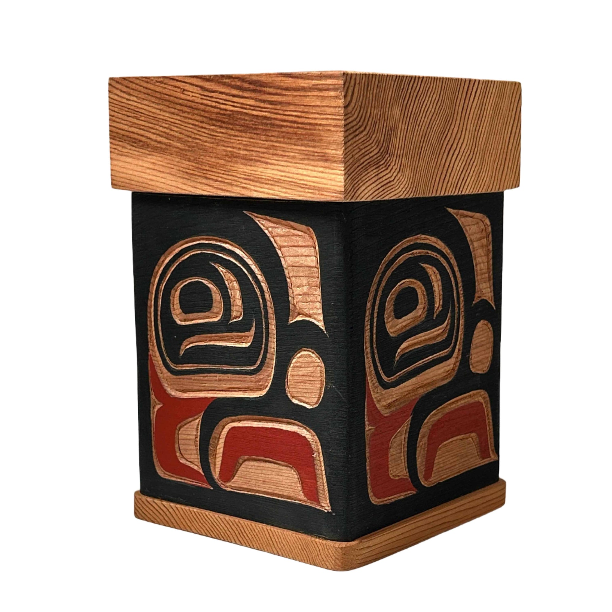 Victor West Red Cedar Bentwood Box Eagle - Victor West - Bentwood Box - House of Himwitsa Art Gallery