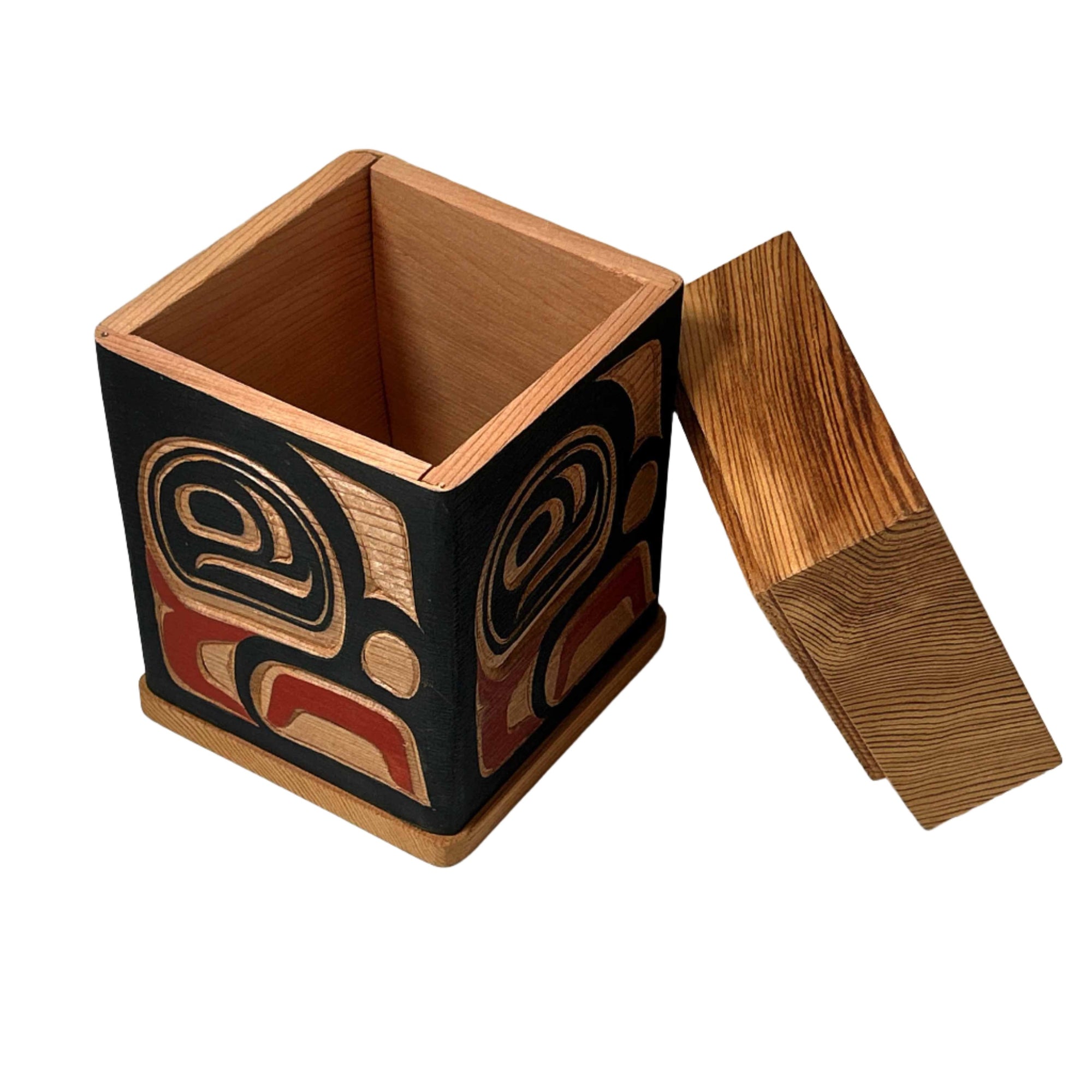 Victor West Red Cedar Bentwood Box Eagle - Victor West - Bentwood Box - House of Himwitsa Art Gallery