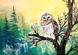 Art Card Carla Joseph Wise Owl - Art Card Carla Joseph Wise Owl -  - House of Himwitsa Native Art Gallery and Gifts