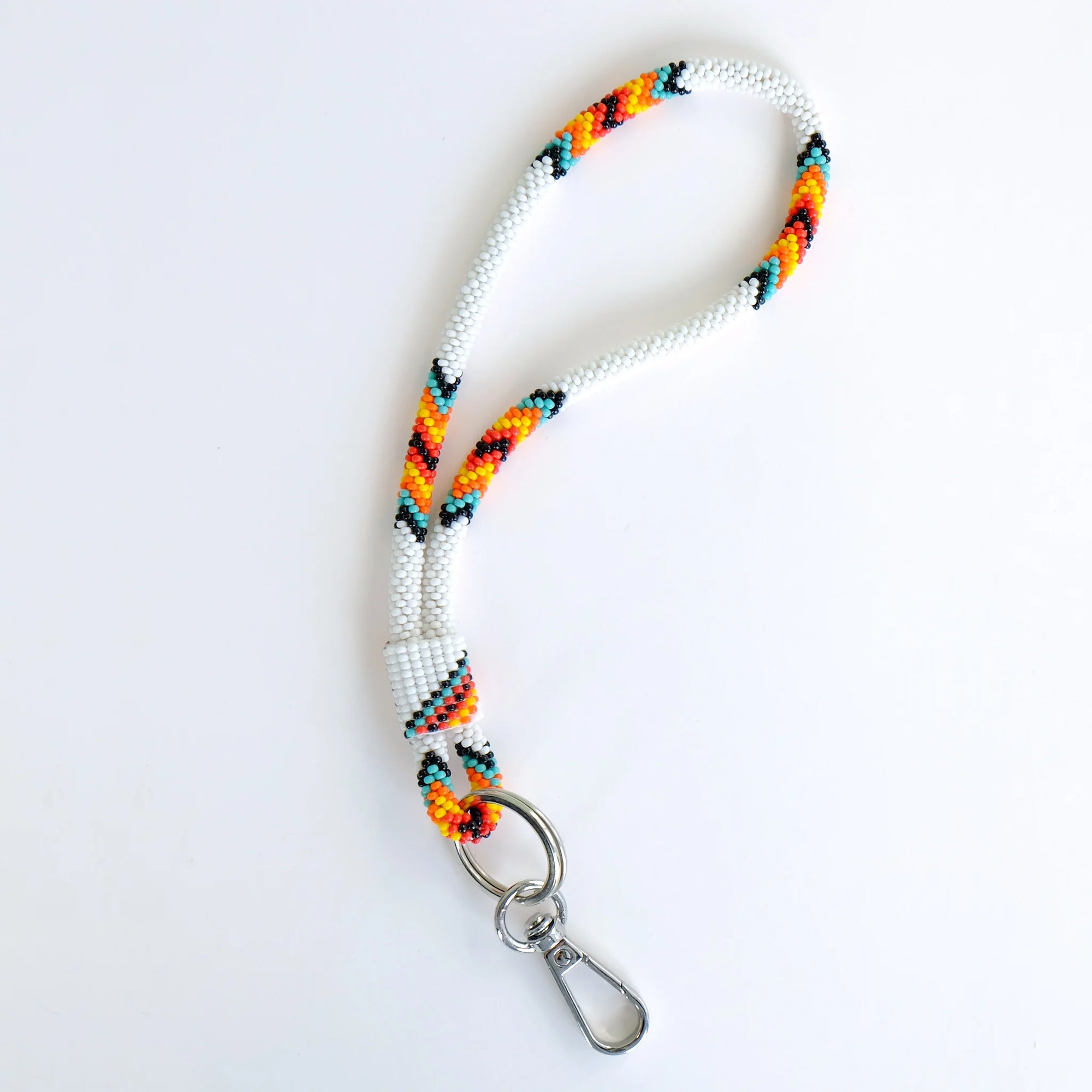 7" White Beaded Wrist Lanyard -  -  - House of Himwitsa Art Gallery