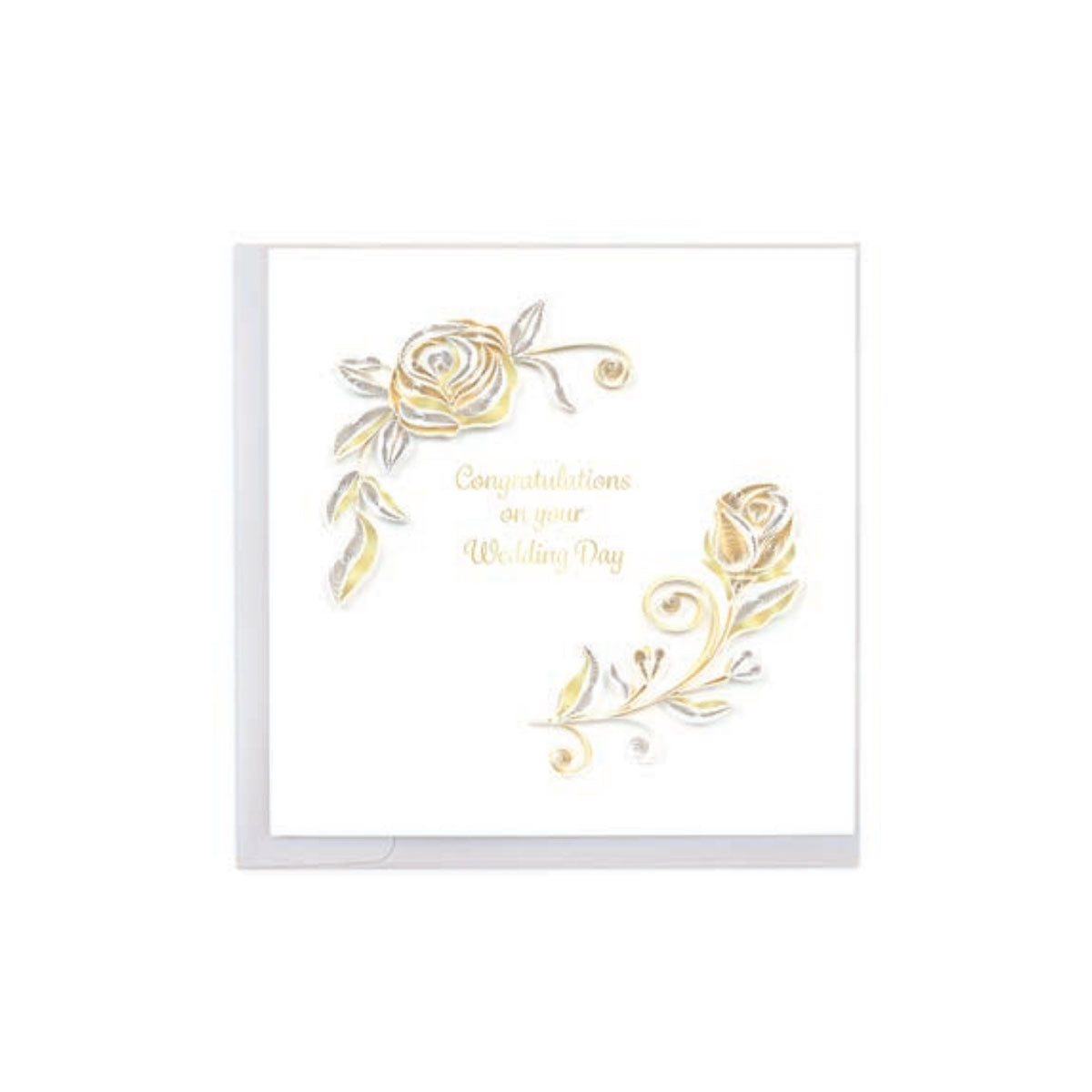 Quilling Art Card White Rose Wedding