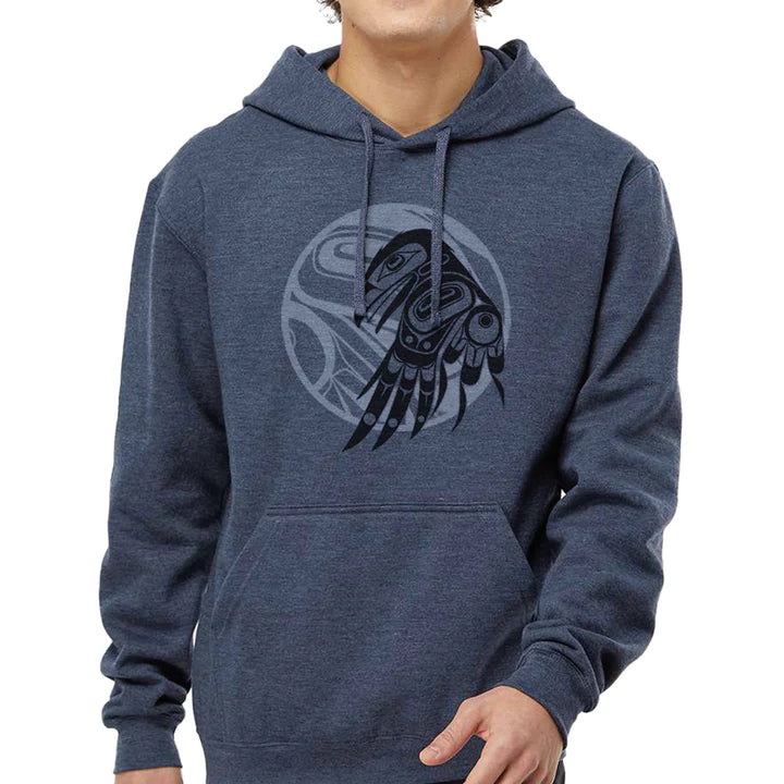 Hoodie Allan Weir Raven Moon - XL / Heather Denim - HSWRXL - House of Himwitsa Native Art Gallery and Gifts