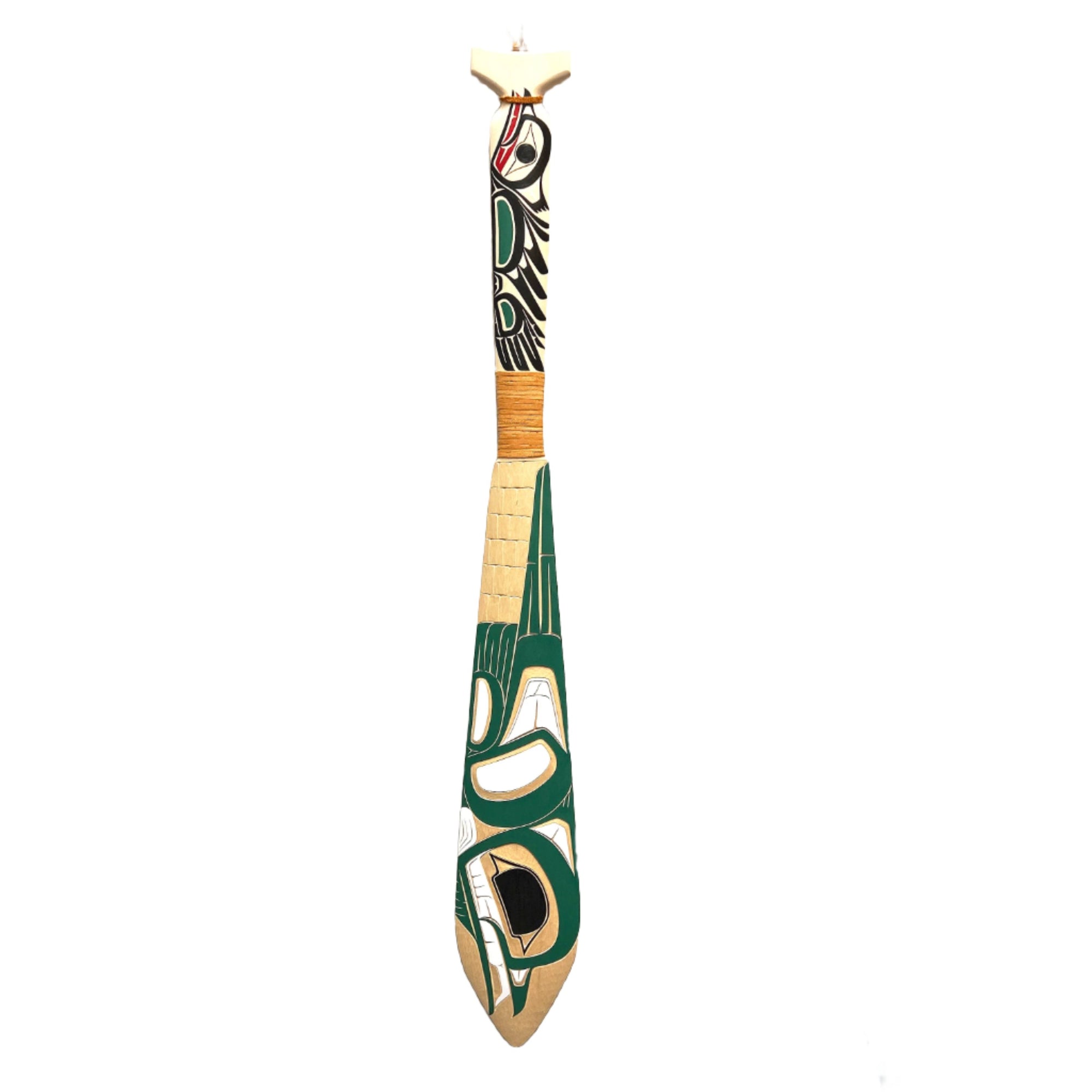 CECILIA ADAMS MOUNTAIN GROUSE YELLOW CEDAR PADDLE 4 FEET - Cecilia Adams - PADDLES - House of Himwitsa Art Gallery