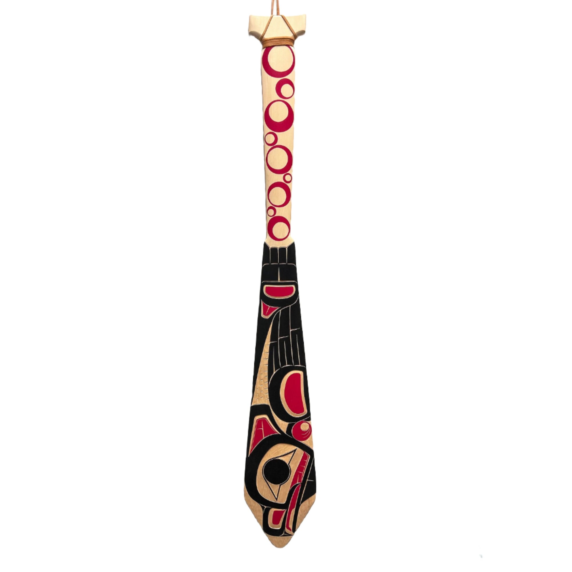 CECILIA ADAMS OWL YELLOW CEDAR PADDLE 4 FEET - Cecilia Adams - PADDLES - House of Himwitsa Art Gallery