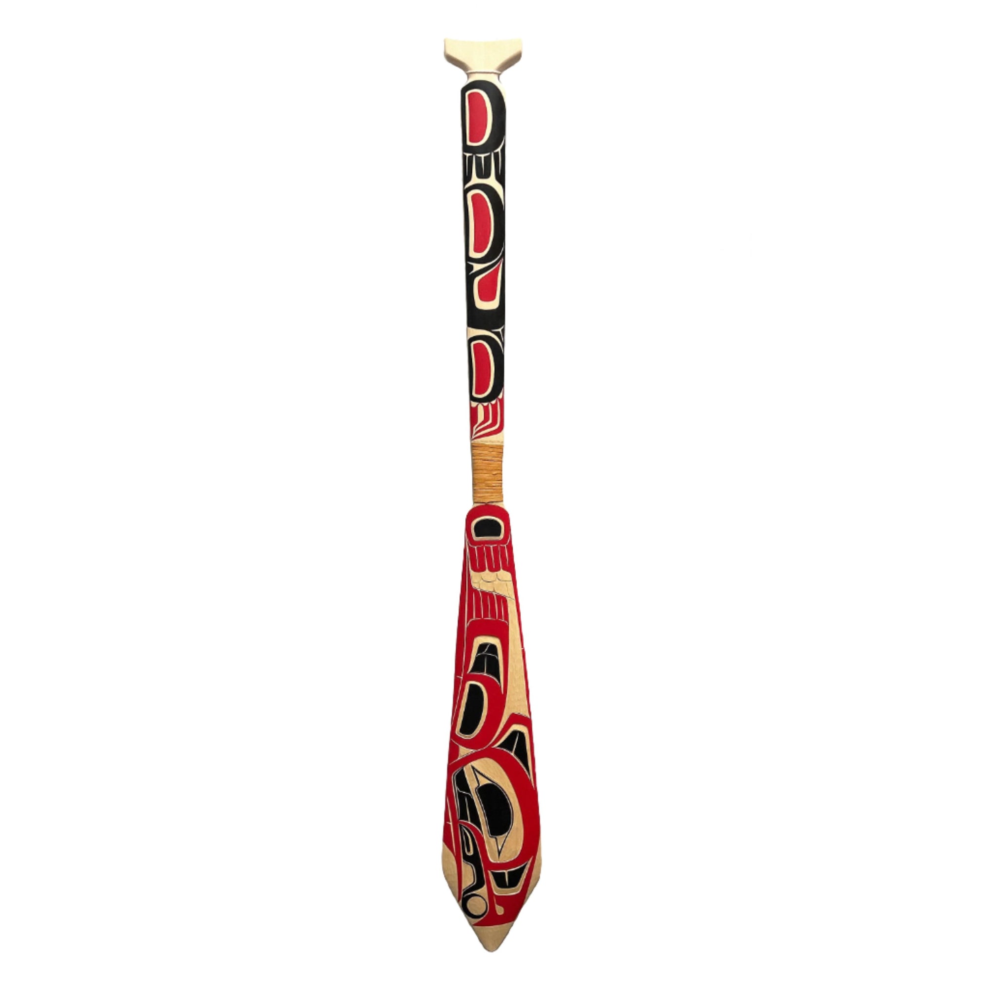 CECILIA ADAMS RAVEN YELLOW CEDAR PADDLE 5 FEET - Cecilia Adams - PADDLES - House of Himwitsa Art Gallery